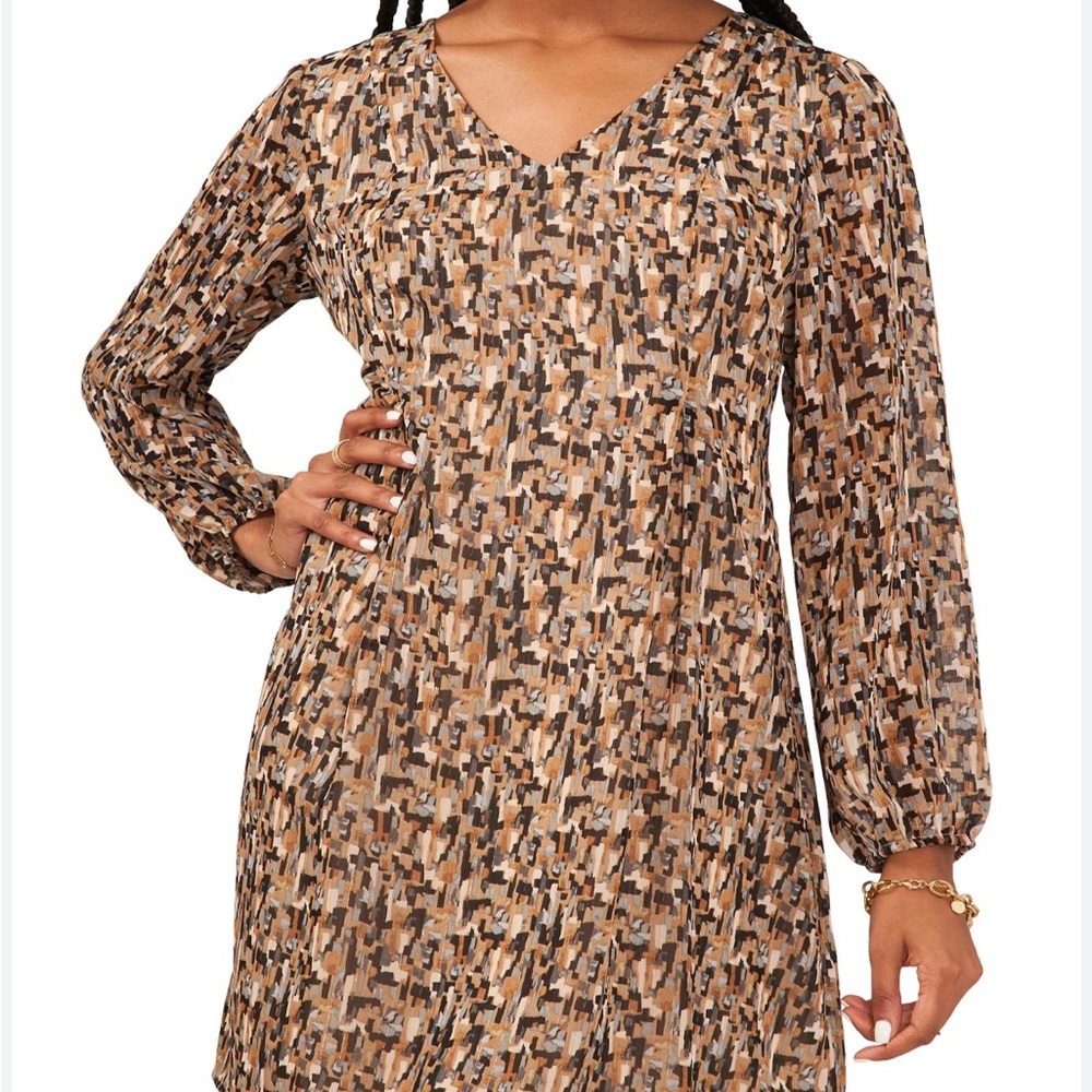 MSK - Elegant Brown Patterned Dress